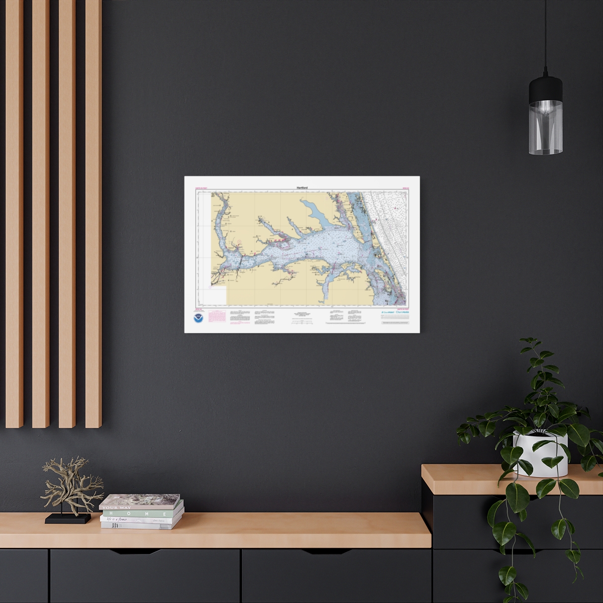 Canvas Custom Chart of Hertford - NOAA Nautical Chart 34" x 22"