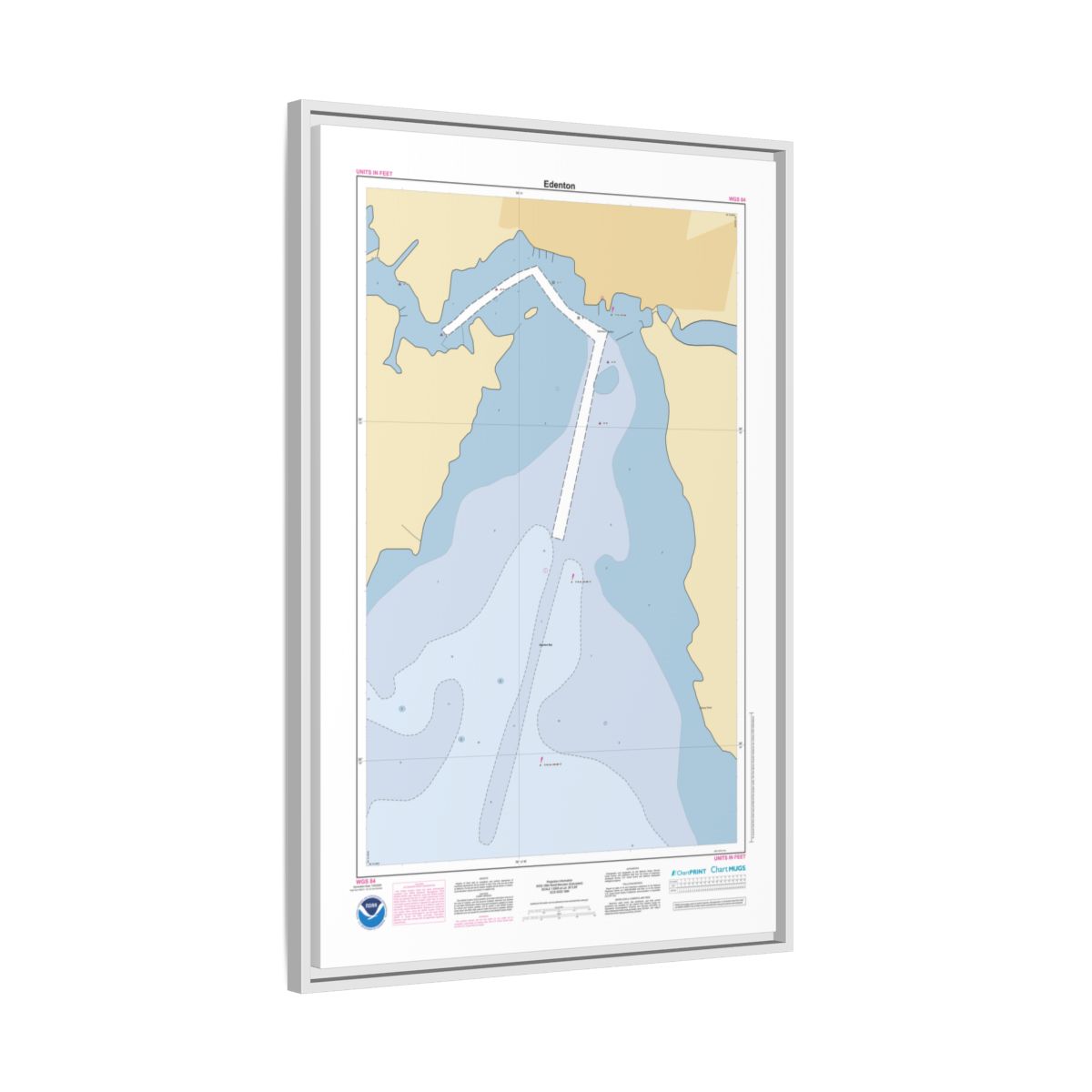 Canvas Framed Custom Chart of Edenton - NOAA Nautical Chart 22" x 34"