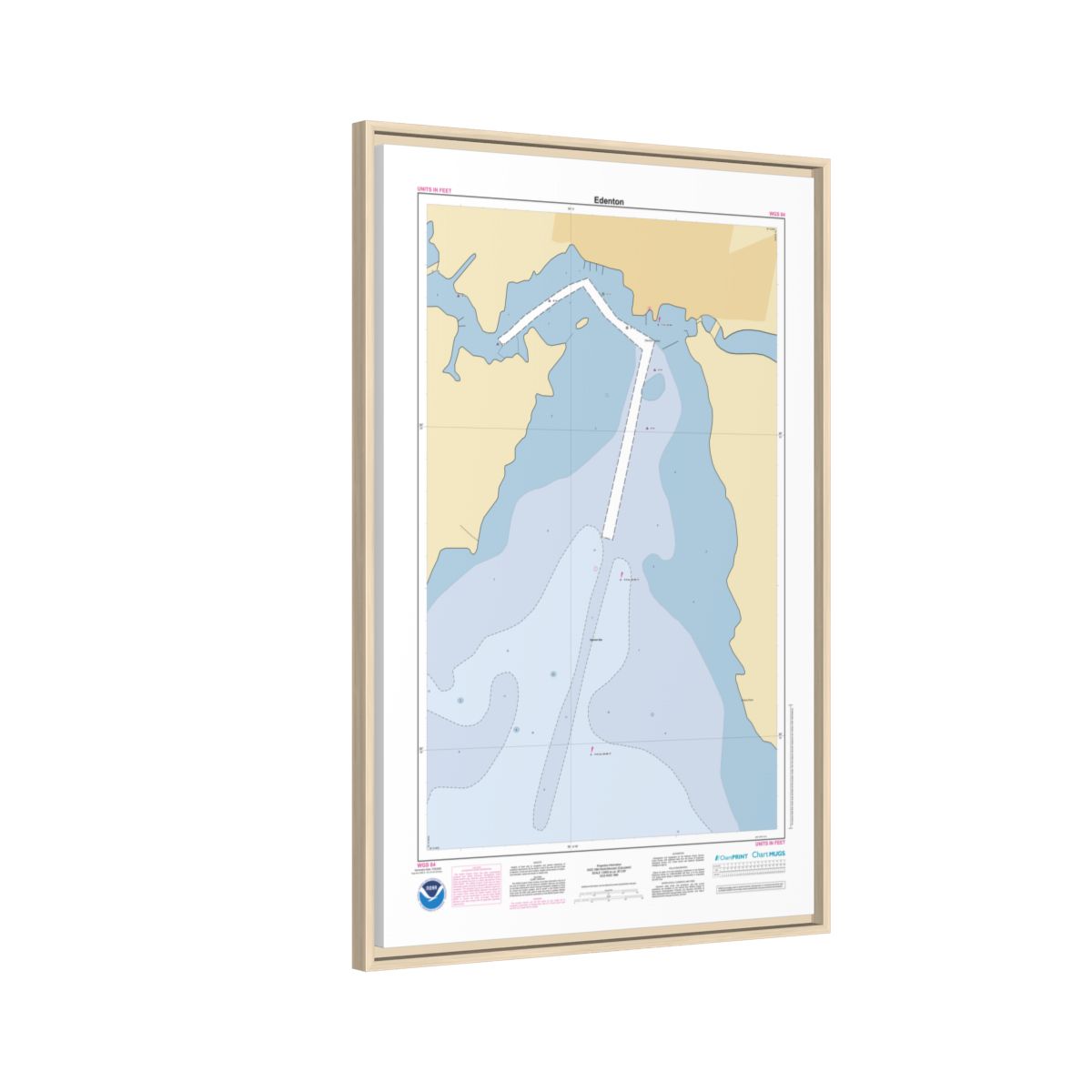 Canvas Framed Custom Chart of Edenton - NOAA Nautical Chart 22" x 34"