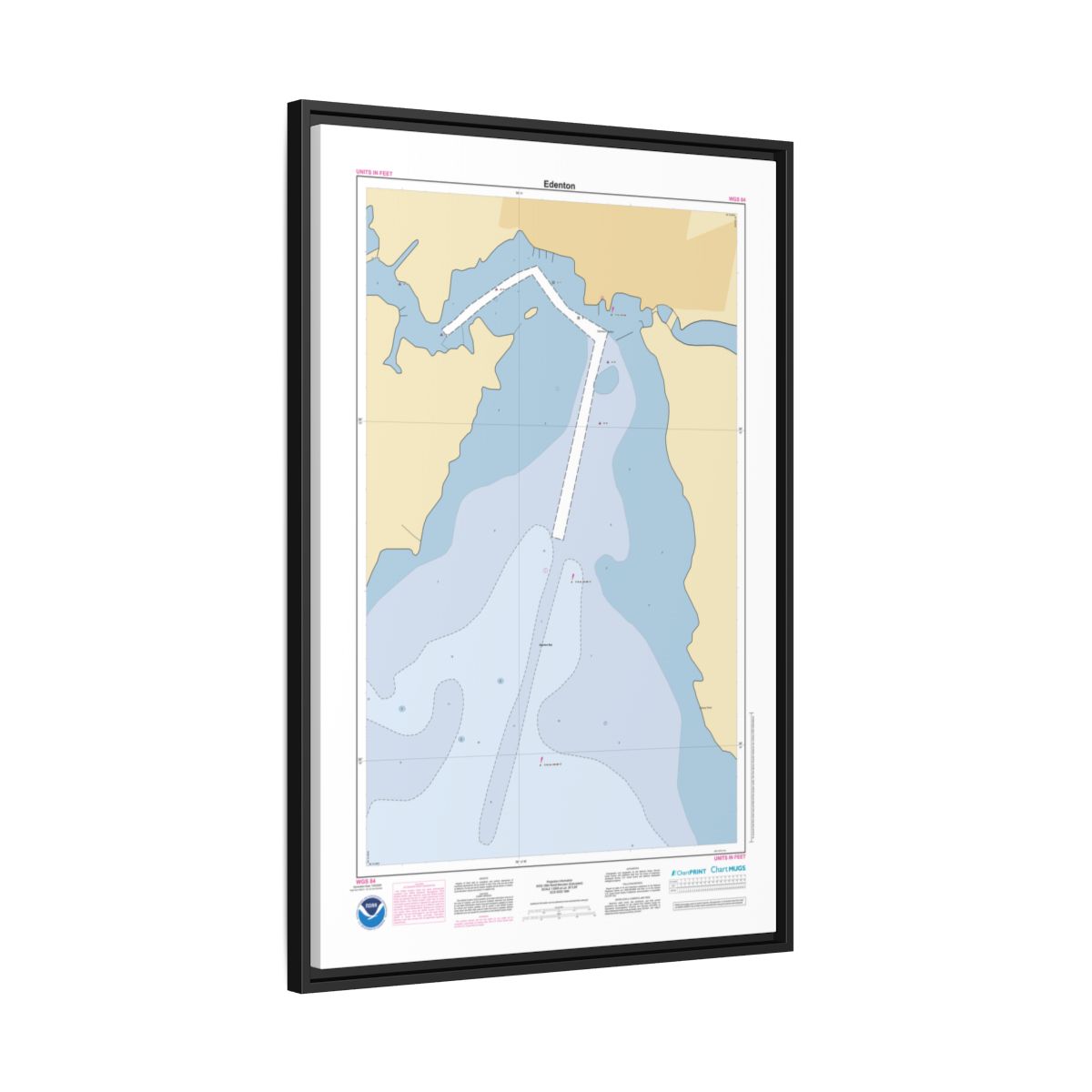 Canvas Framed Custom Chart of Edenton - NOAA Nautical Chart 22" x 34"