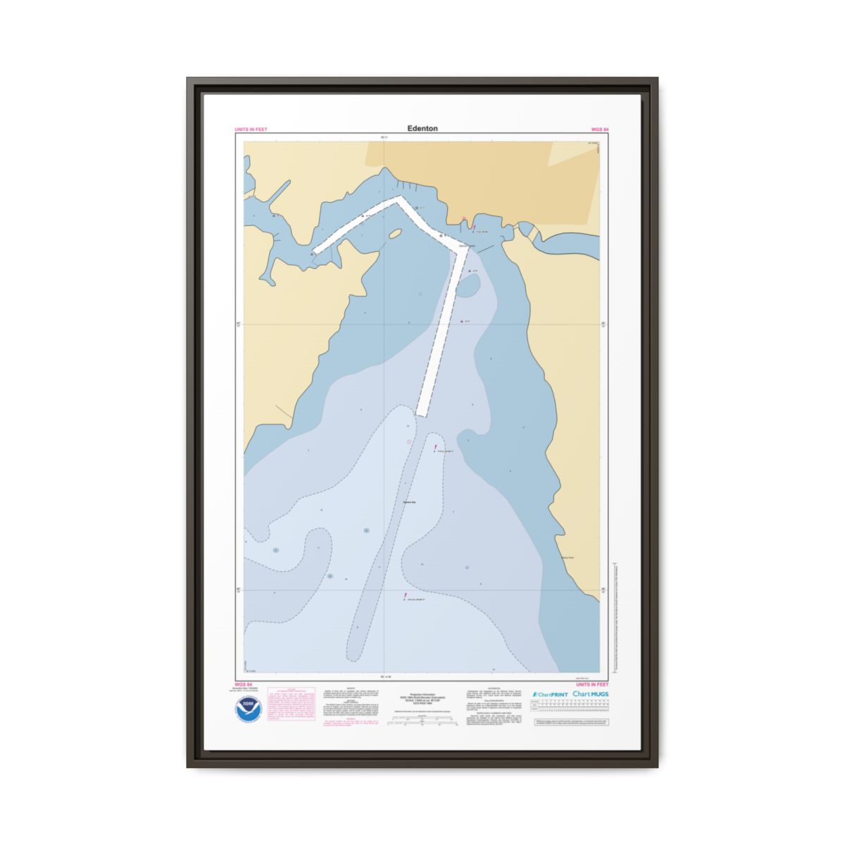Canvas Framed Custom Chart of Edenton - NOAA Nautical Chart 22" x 34"