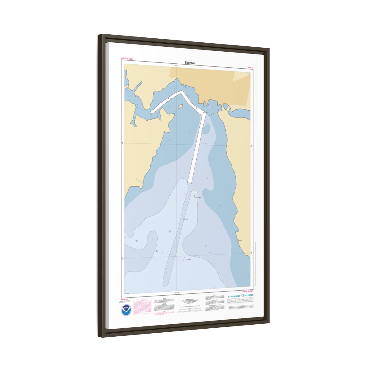 Canvas Framed Custom Chart of Edenton - NOAA Nautical Chart 22" x 34"