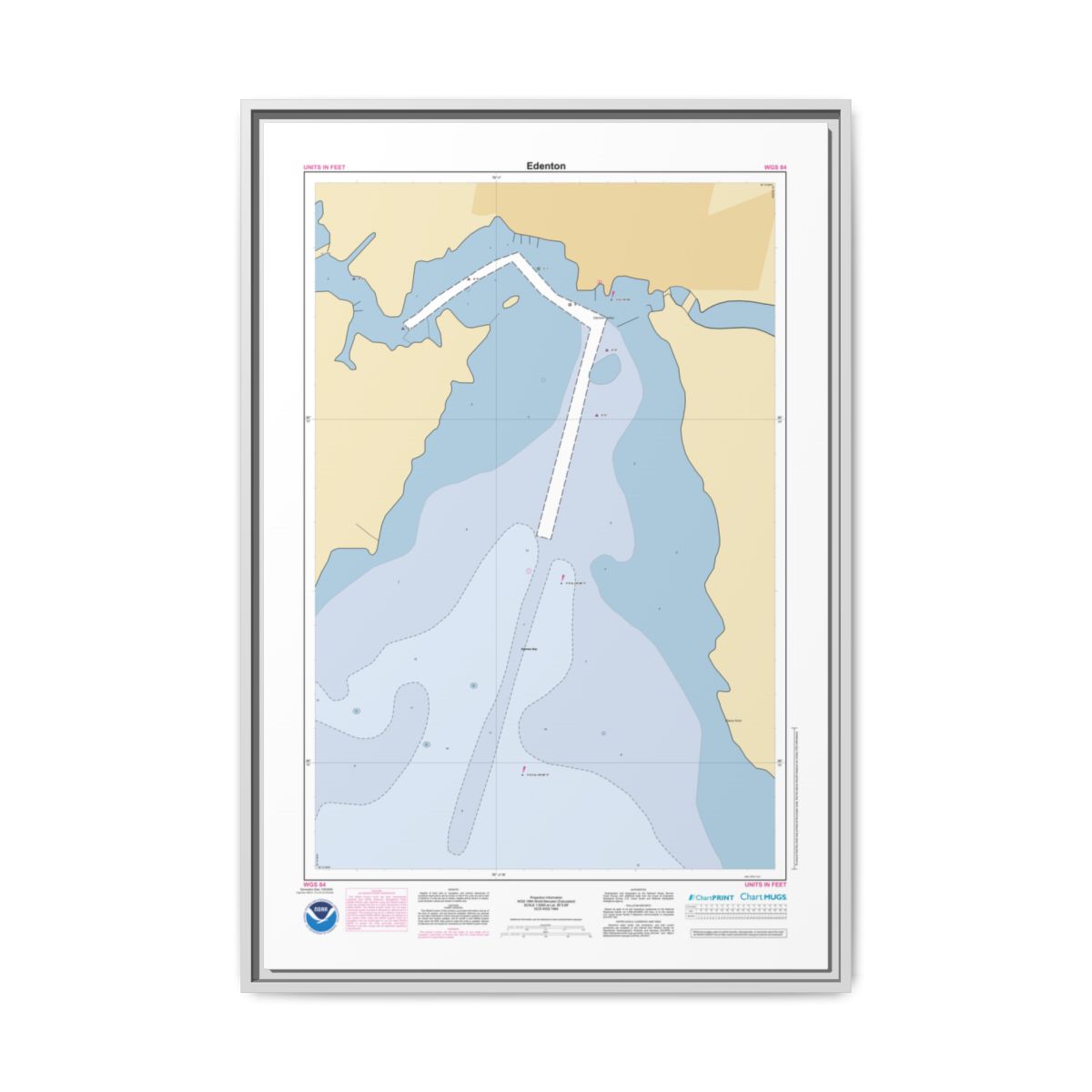 Canvas Framed Custom Chart of Edenton - NOAA Nautical Chart 22" x 34"