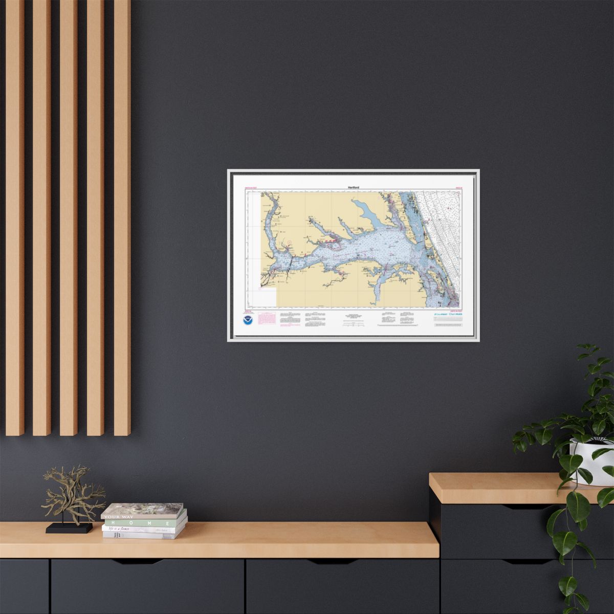 Canvas Framed Custom Chart of Hertford - NOAA Nautical Chart 34" x 22"