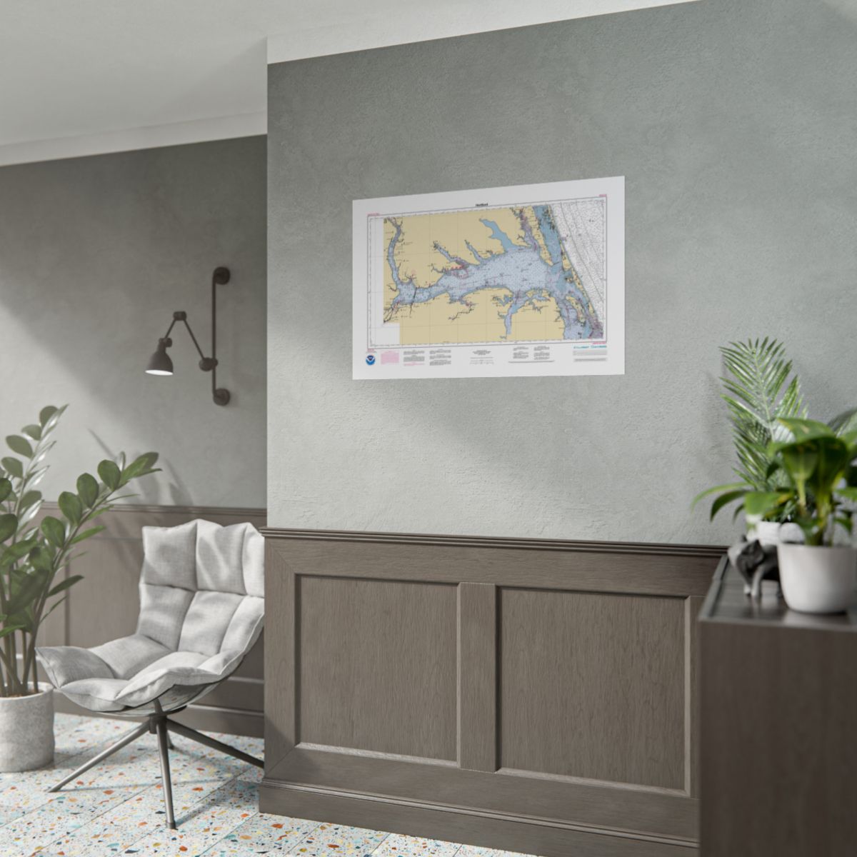 Custom Chart of Hertford - NOAA Nautical Chart 34" x 22"