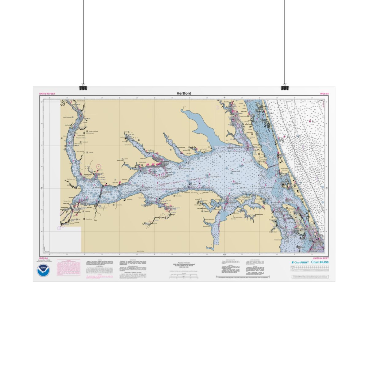 Custom Chart of Hertford - NOAA Nautical Chart 34" x 22"