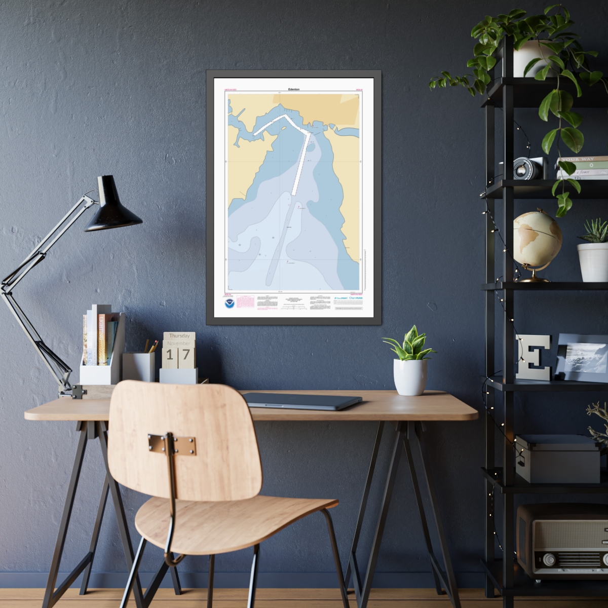 Framed Custom Chart of Edenton - NOAA Nautical Chart 22" x 34"