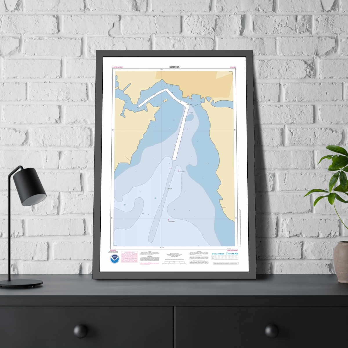 Framed Custom Chart of Edenton - NOAA Nautical Chart 22" x 34"