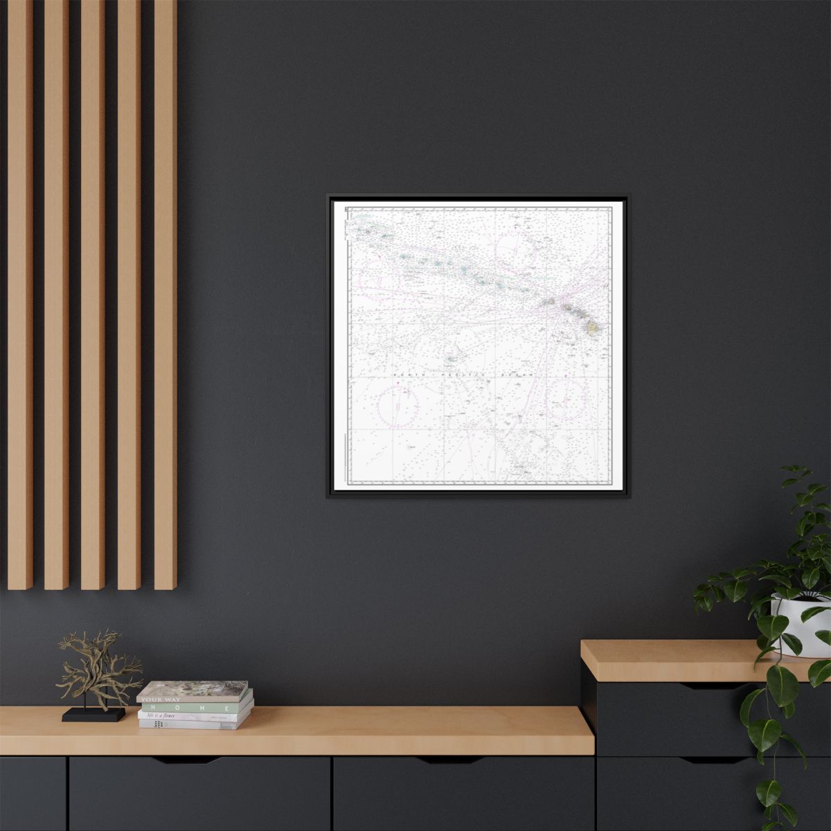 TEST RESYNC 1SIZE — Chart 540 Hawaiian Islands Floating Frame Canvas - Black context-2
