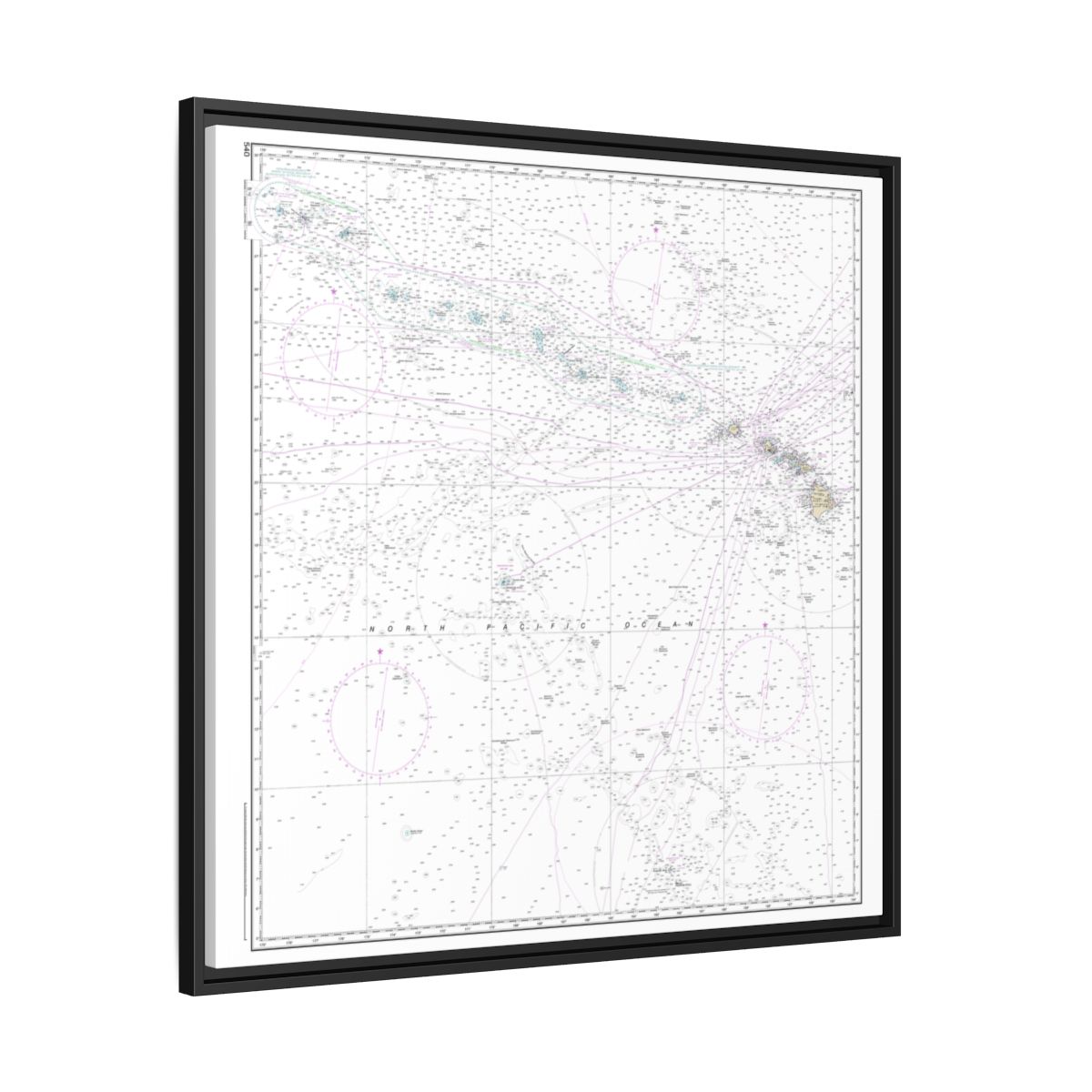 TEST RESYNC 1SIZE — Chart 540 Hawaiian Islands Floating Frame Canvas - Black side