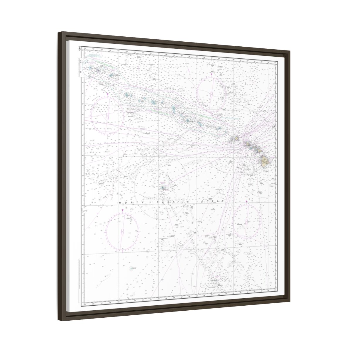 TEST RESYNC 1SIZE — Chart 540 Hawaiian Islands Floating Frame Canvas - Espresso side