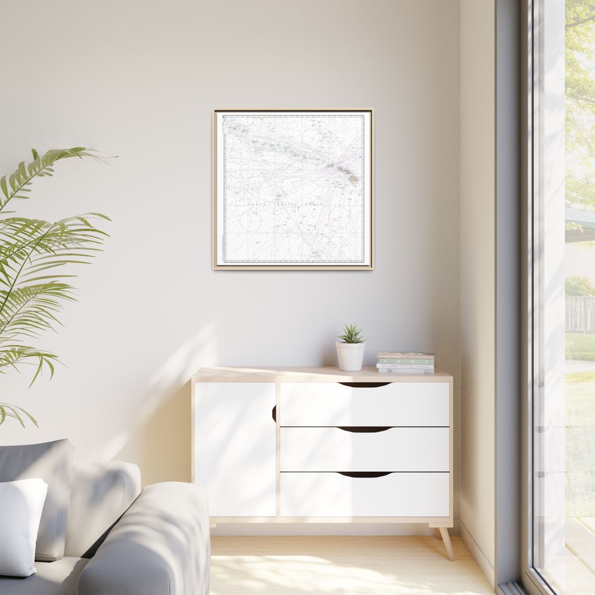 TEST RESYNC 1SIZE — Chart 540 Hawaiian Islands Floating Frame Canvas - Natural context-1
