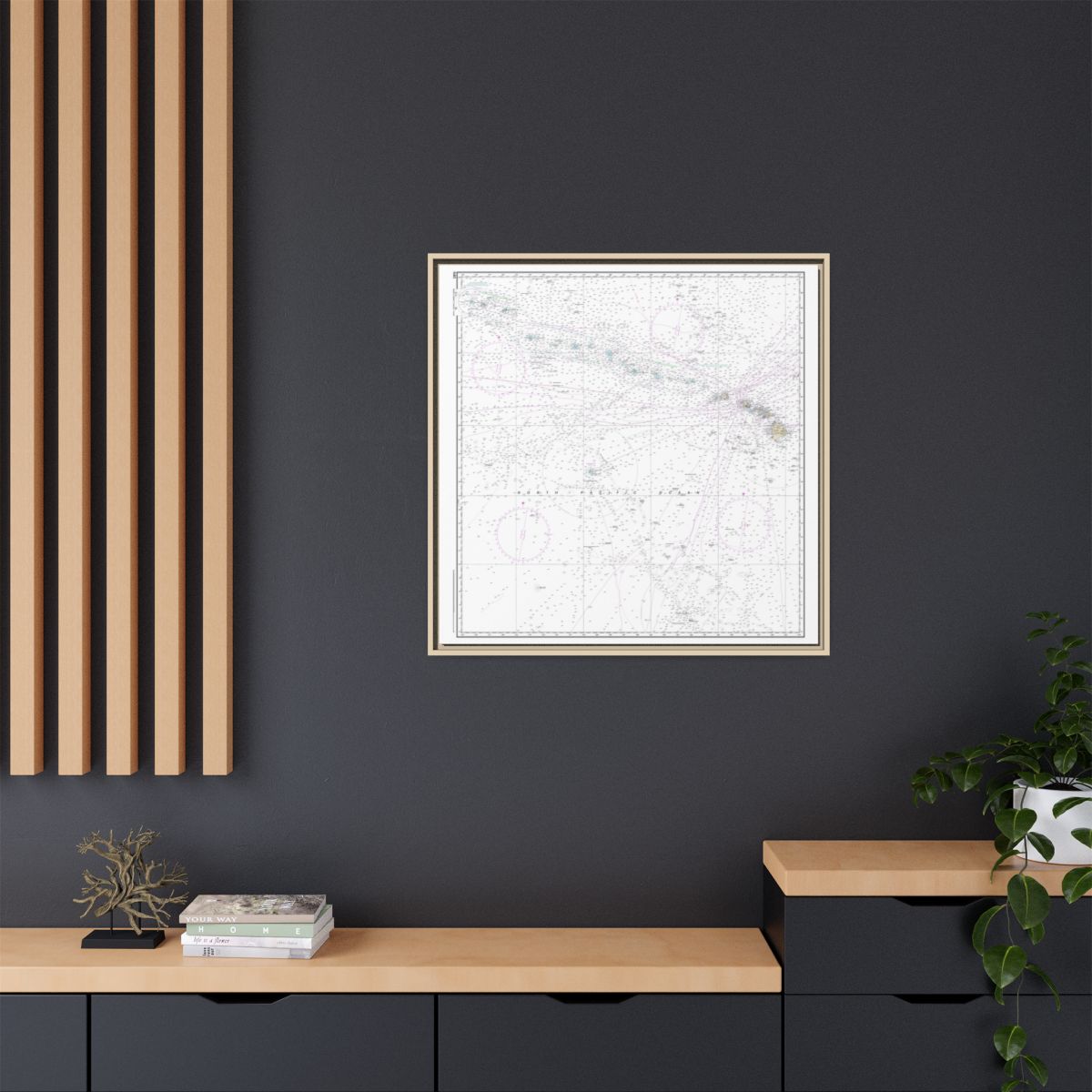 TEST RESYNC 1SIZE — Chart 540 Hawaiian Islands Floating Frame Canvas - Natural context-2
