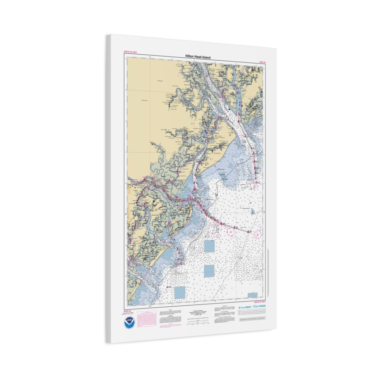 Canvas Custom Chart of Hilton Head Island - NOAA Nautical Chart 22" x 34"