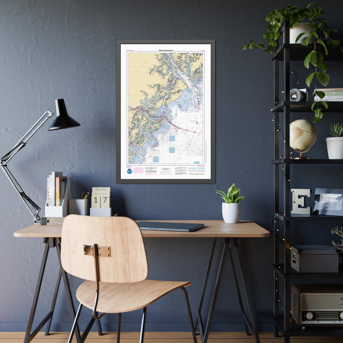 Framed Custom Chart of Hilton Head Island - NOAA Nautical Chart 22" x 34"